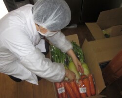 ①新鮮な野菜を仕入れます。　